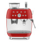 SMEG ESPRESSO MACHINE 50STYLE WITH INTEGRATED GRINDER RED EGF03RDEU