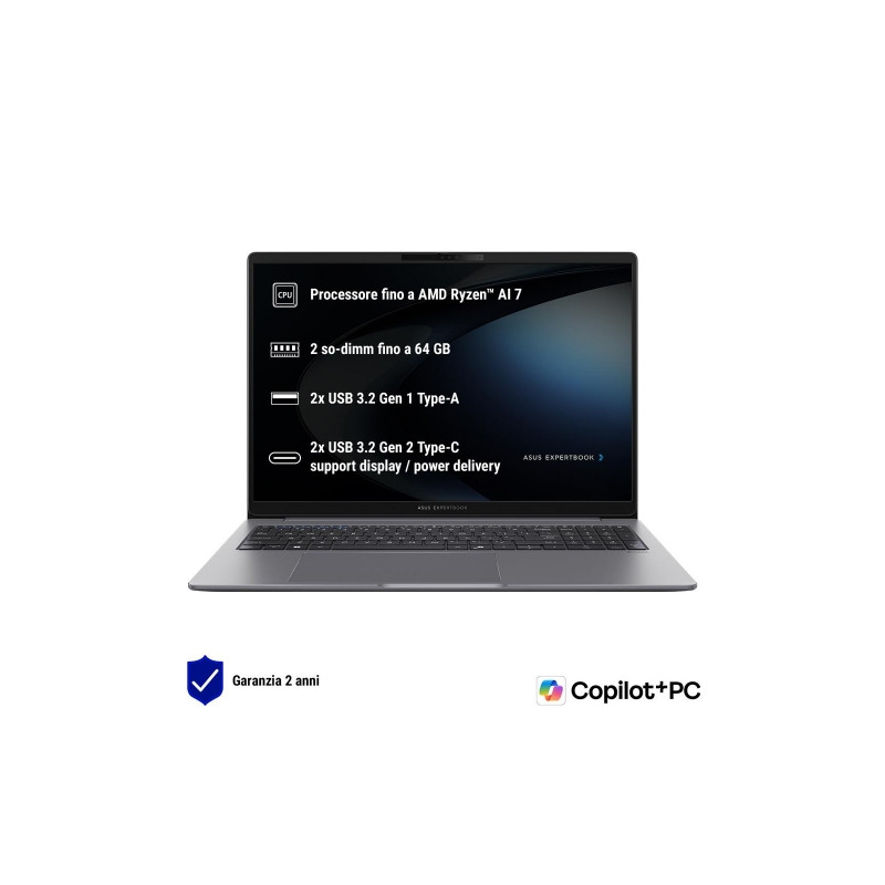 NB COPILOT+PC ASUS PM3606CKA-MB0185X 16"WUXGA AG R5-AI-330 16DDR5 512SSD W11PRO 2Y CAM WIFI BT FP RI 4USB HDMI RJ45