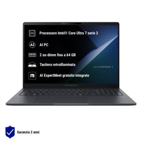 NB AI PC ASUS B3605CCA-MB0062X 16"WUXGA AG ULTRA5-225H 16DDR5 512SSD W11PRO 2Y CAM WIFI BT FP RI 4USB HDMI RJ45 TPM
