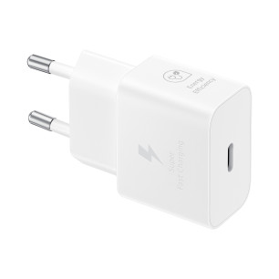SAMSUNG POWER WALL CHARGER 25W USB-C WHITE + CABLE USB-C TO USB-C WHITE EP-T2510XWEGEU