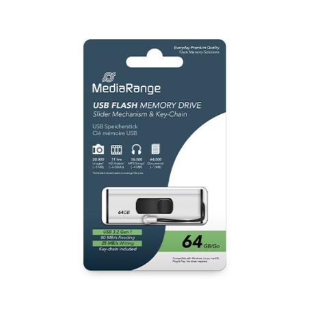 PENDRIVE 64GB USB 3.2 MEDIARANGE SILVER-BLACK