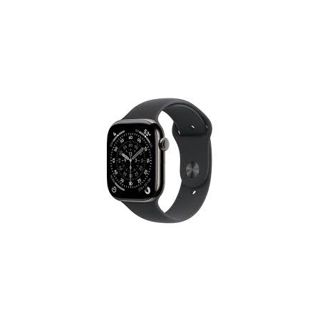 APPLE WATCH SERIES 11 GPS + CELLULAR 46MM SLATE TITANIUM CASE WITH BLACK SPORT BAND S/M MFD14W