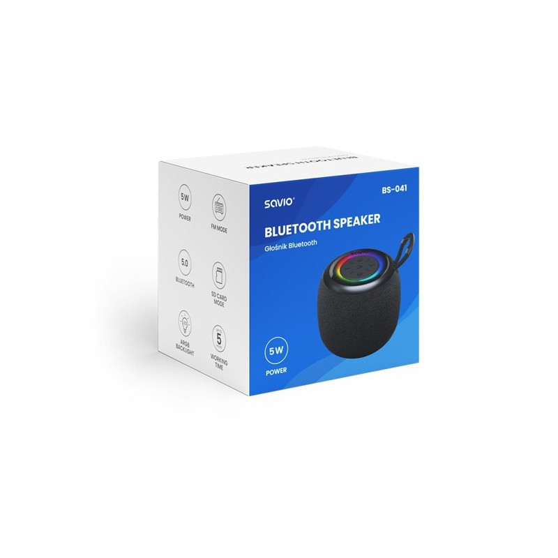ALTAVOZ BLUETOOTH 5.0 5W NEGRO SAVIO BS-041 ALTAVOZ BLUETOOTH 5.0 5W NEGRO SAVIO BS-041