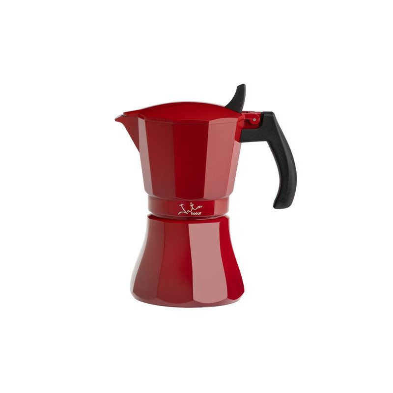 JATA ITALIAN COFFEE MAKER INDUCTION READY ALUMINIUM BODY 6CUPS RED HCAF2006