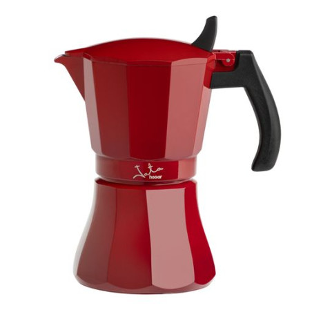 JATA ITALIAN COFFEE MAKER INDUCTION READY ALUMINIUM BODY 6CUPS RED HCAF2006
