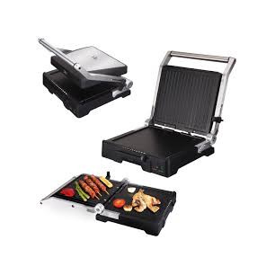 JATA GRILL DOUBLE NON-STICK 180º OPENING ADJUSTABLE 6 POSITIONS 2000W SILVER-BLACK GR1100