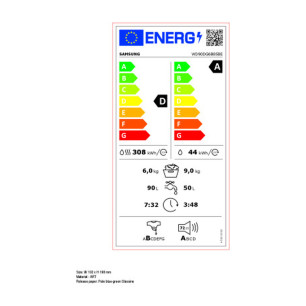 Lavatrice - Asciugatrice Samsung WD90DG6B85BEU3 1400 rpm 9 kg 6 Kg