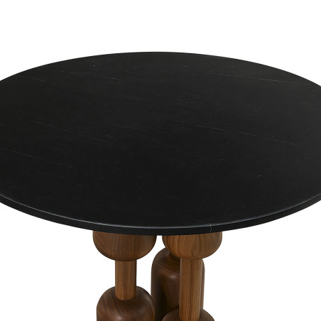 Tavolo da Pranzo Home ESPRIT Nero Naturale Marmo Acacia 106 x 106 x 76 cm