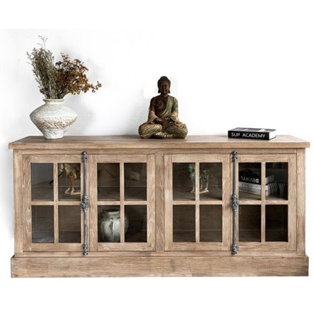 Credenza Home ESPRIT Naturale Legno Cristallo 180 x 40 x 82 cm
