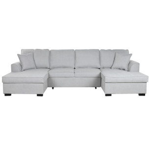Divano Letto Home ESPRIT Grigio Moderno 298 x 154 x 92 cm