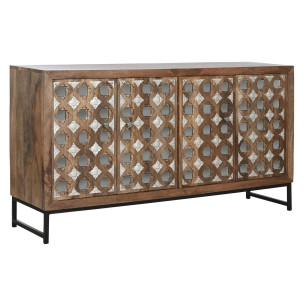 Credenza Home ESPRIT Marrone Nero Argentato Naturale Legno di mango Specchio 150 x 38 x 80 cm