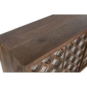 Credenza Home ESPRIT Marrone Nero Argentato Naturale Legno di mango Specchio 150 x 38 x 80 cm