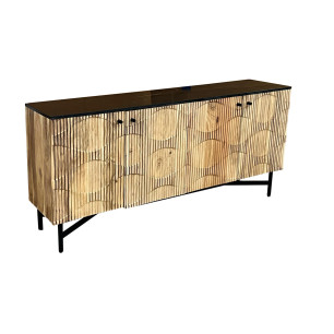 Credenza Home ESPRIT Nero Naturale Marmo Acacia 175 x 40 x 76 cm