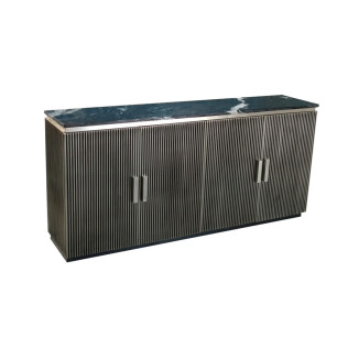 Credenza Home ESPRIT Nero Argentato Ottone Marmo 180 x 40 x 85 cm 180 x 40 x 86 cm