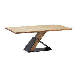 Tavolo da Pranzo Home ESPRIT Nero Naturale Metallo Legno di acacia 200 x 100 x 76 cm