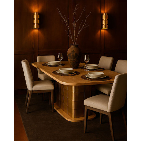 Tavolo da Pranzo Home ESPRIT Dorato Ottone Legno di mango 210 x 110 x 76 cm