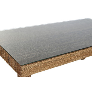 Tavolo da Pranzo Home ESPRIT Naturale Vetro Temperato Fibra teak 180 x 90 x 77 cm