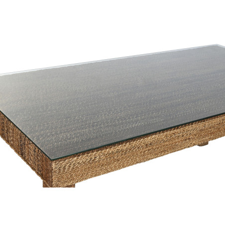 Tavolo da Pranzo Home ESPRIT Naturale Vetro Temperato Fibra teak 180 x 90 x 77 cm