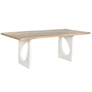 Tavolo da Pranzo Home ESPRIT Bianco Naturale Legno Riciclato Legno di mango 200 x 100 x 77 cm 200,5 x 100,5 x 77 cm