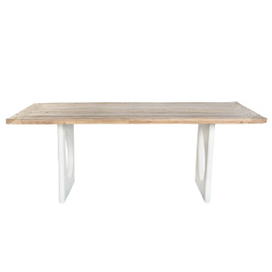 Tavolo da Pranzo Home ESPRIT Bianco Naturale Legno Riciclato Legno di mango 200 x 100 x 77 cm 200,5 x 100,5 x 77 cm