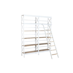 Scaffale Home ESPRIT Bianco Naturale Metallo Legno di mango 180 x 35 x 220 cm