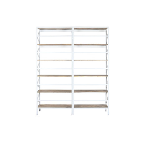 Scaffale Home ESPRIT Bianco Naturale Metallo Legno di mango 180 x 35 x 220 cm