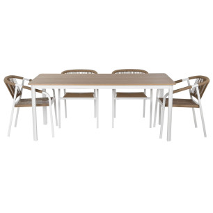 Tavolo con 6 sedie Home ESPRIT Bianco Naturale 180 x 90 x 75 cm