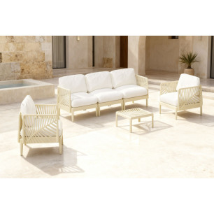 Divano da Giardino Home ESPRIT Crema 222 X 74 X 70 CM