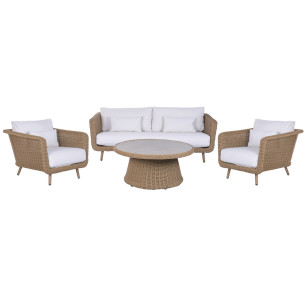 Divano da Giardino Home ESPRIT Bianco Naturale 188 X 89 X 65 CM