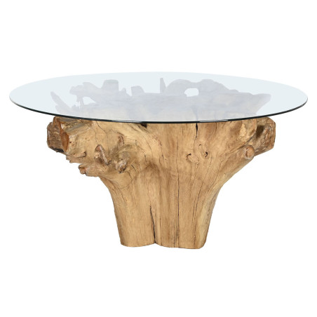 Tavolo da Pranzo Home ESPRIT Naturale Legno Vetro Temperato 160 x 160 x 76 cm
