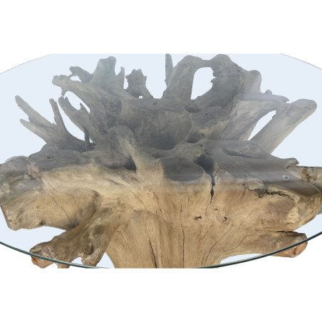 Tavolo da Pranzo Home ESPRIT Naturale Legno Vetro Temperato 160 x 160 x 76 cm