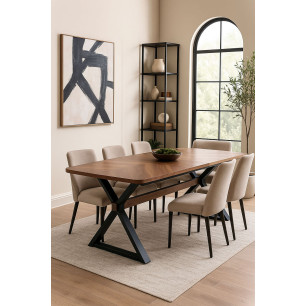 Tavolo da Pranzo Home ESPRIT Marrone Nero Metallo Legno MDF 200 X 97 X 75 CM
