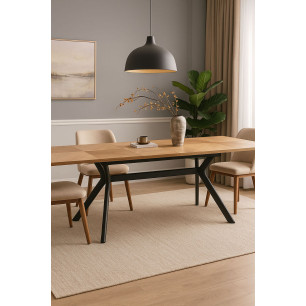 Tavolo da Pranzo Home ESPRIT Marrone Nero Metallo Legno MDF 220 x 100 x 75 cm