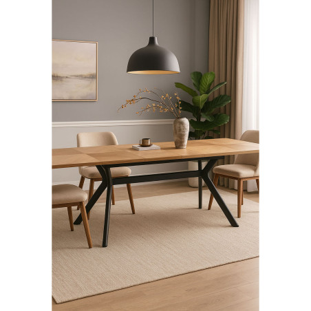 Tavolo da Pranzo Home ESPRIT Marrone Nero Metallo Legno MDF 220 x 100 x 75 cm