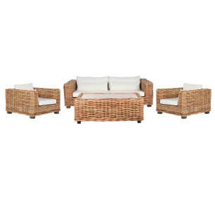 Divano Home ESPRIT Beige Naturale 220 X 98 X 64 CM (4 Pezzi)