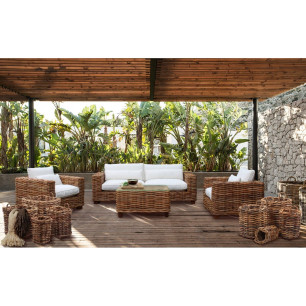 Divano Home ESPRIT Beige Naturale 220 X 98 X 64 CM (4 Pezzi)