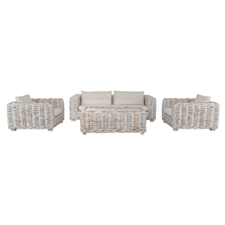 Divano Home ESPRIT Naturale Bicolore Decapaggio 220 X 103 X 64 CM (4 Pezzi)