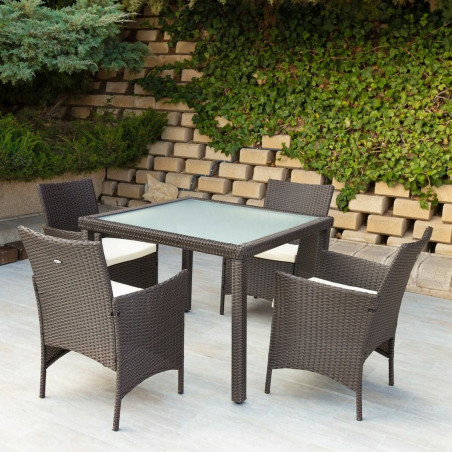 Table set with 4 chairs Aktive 100 x 100 x 75 cm