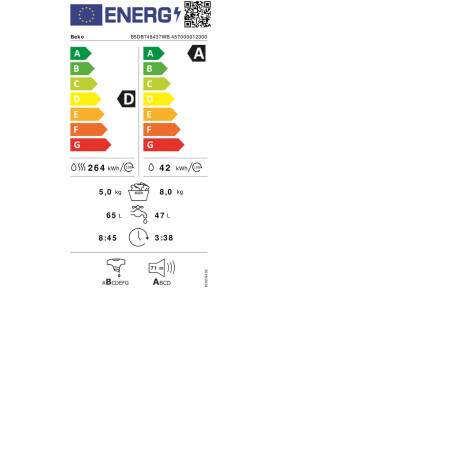 Lavatrice - Asciugatrice BEKO B5DBT48437WB 1400 rpm 5 kg 8 kg