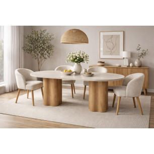 Tavolo da Pranzo Home ESPRIT Marrone Chiaro Granito Legno MDF 180 x 90 x 75 cm