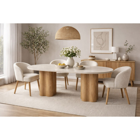 Tavolo da Pranzo Home ESPRIT Marrone Chiaro Granito Legno MDF 180 x 90 x 75 cm