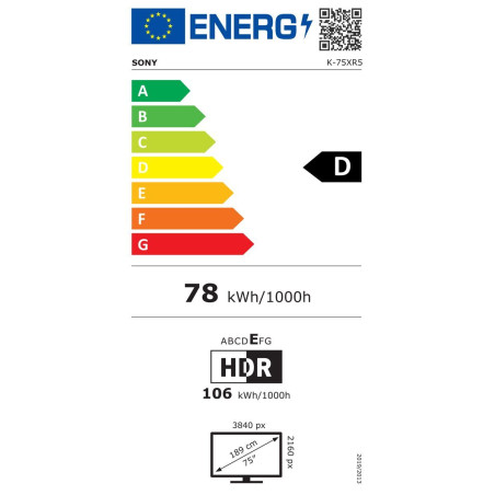 Smart TV Sony K75XR55BP 4K Ultra HD 75" LED HDR Dolby Vision QD Mini LED