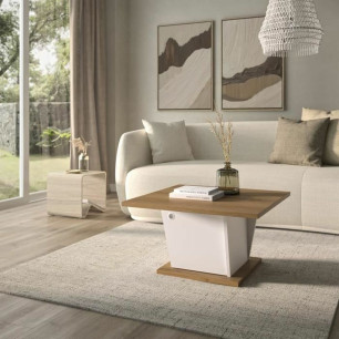 Tavolino da Caffè Diagone Bianco Rovere 69 x 69 x 38 cm