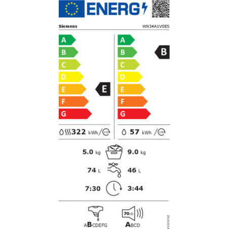 Lavatrice - Asciugatrice Siemens AG WN34A1V0ES 1400 rpm 5 kg 9 kg